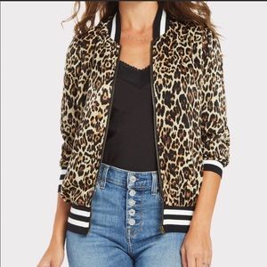 Peyton Jensen leopard print bomber jacket size medium